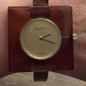 Auth Vintage Gucci Plexi Bangle Watch - Unique Rare Find